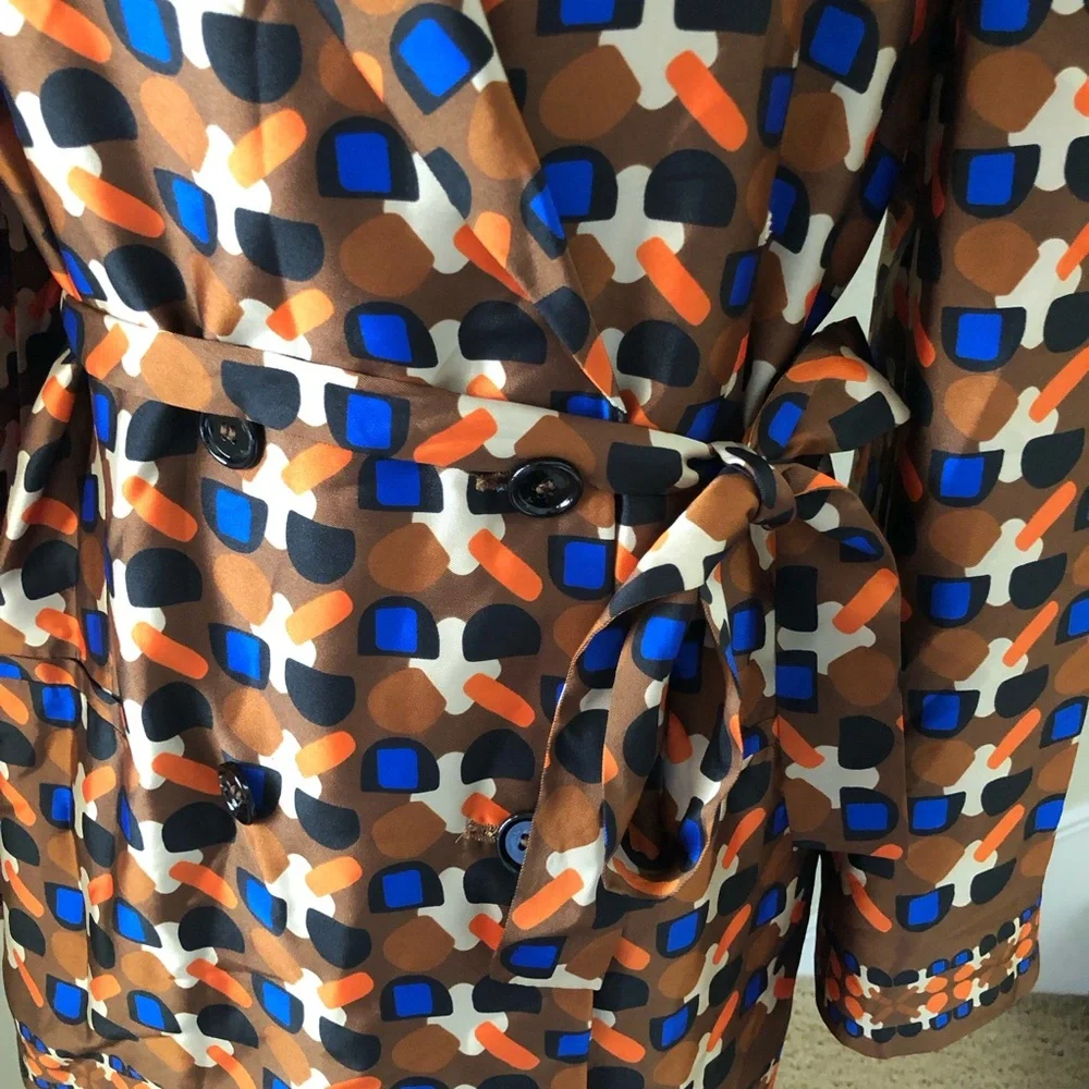 ZARA NWT Geometric Print Satin Blazer Women’s XL - Picture 7 of 15